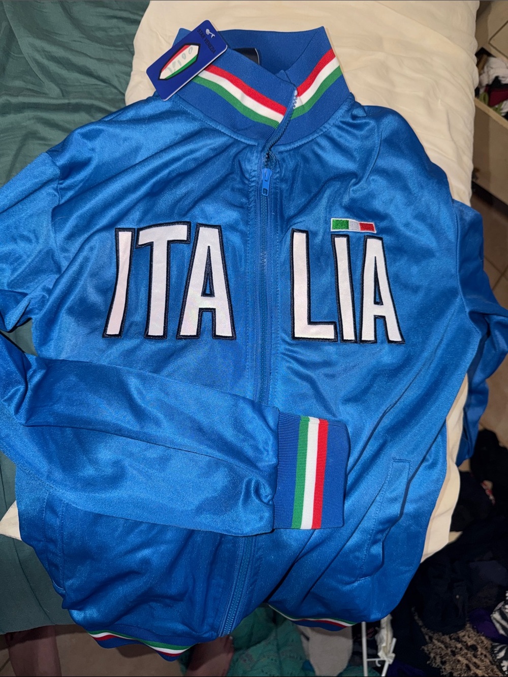 Italia Blue Track Jacket with Tricolor Trim
